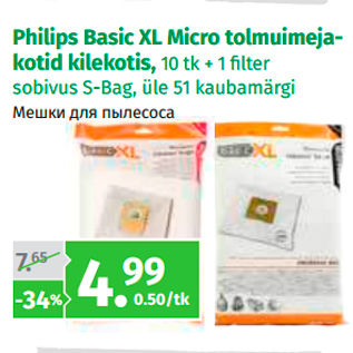 Allahindlus - Philips Basic XL Micro tolmuimejakotid kilekotis