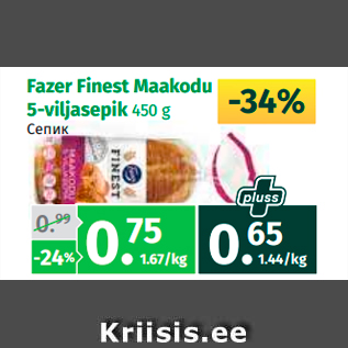 Allahindlus - Fazer Finest Maakodu 5-viljasepik 450 g