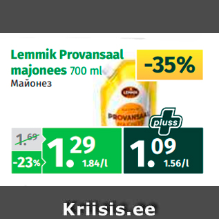 Allahindlus - Lemmik Provansaal majonees 700 ml