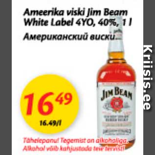 Allahindlus - Ameerika viski Jim Beam White Label 4YO