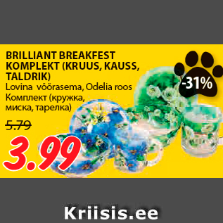 Allahindlus - BRILLIANT BREAKFEST KOMPLEKT (KRUUS, KAUSS, TALDRIK)