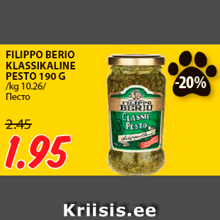 Allahindlus - FILIPPO BERIO KLASSIKALINE PESTO 190 G