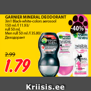 Allahindlus - GARNIER MINERAL DEODORANT