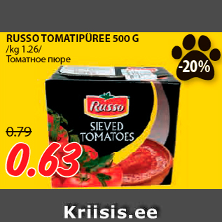 Allahindlus - RUSSO TOMATIPÜREE 500 G