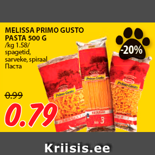 Allahindlus - MELISSA PRIMO GUSTO PASTA 500 G