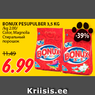 Allahindlus - BONUX PESUPULBER 3,5 KG