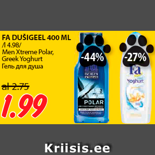 Allahindlus - FA DUŠIGEEL 400 ML