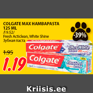 Allahindlus - COLGATE MAX HAMBAPASTA 125 ML