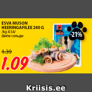 Allahindlus - ESVA MUSON HEERINGAFILEE 240 G