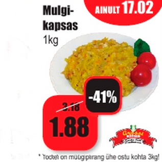 Allahindlus - Mulgikapsas 1kg