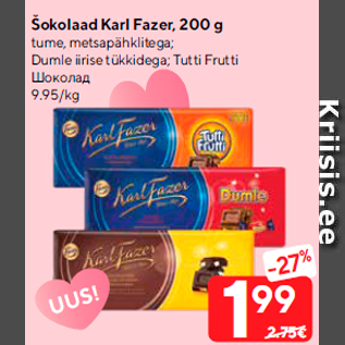 Allahindlus - Šokolaad Karl Fazer, 200 g