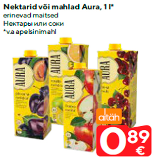 Allahindlus - Nektarid või mahlad Aura, 1 l*