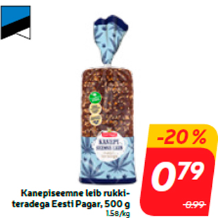 Allahindlus - Kanepiseemne leib rukkiteradega Eesti Pagar, 500 g