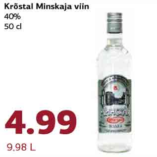 Allahindlus - Krõstal Minskaja viin 40% 50 cl