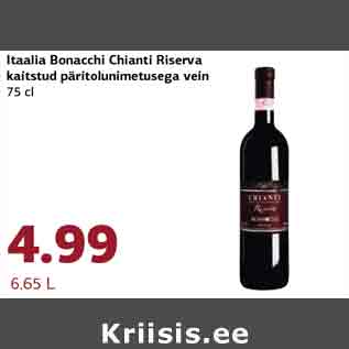 Allahindlus - Itaalia Bonacchi Chianti Riserva kaitstud päritolunimetusega vein 75 cl