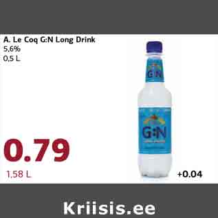 Allahindlus - A. Le Coq G:N Long Drink 5,6% 0,5 L