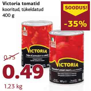 Allahindlus - Victoria tomatid kooritud, tükeldatud 400 g