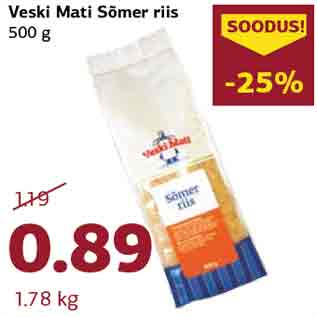 Allahindlus - Veski Mati Sõmer riis 500 g