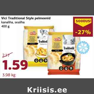 Allahindlus - Vici Traditional Style pelmeenid kanaliha, sealiha 400 g