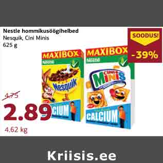 Allahindlus - Nestle hommikusöögihelbed Nesquik, Cini Minis 625 g