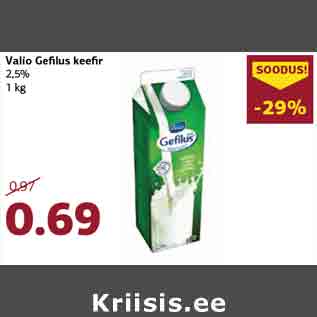 Allahindlus - Valio Gefilus keefir 2,5% 1 kg