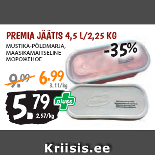 Allahindlus - PREMIA JÄÄTIS 4,5 L/2,25 KG