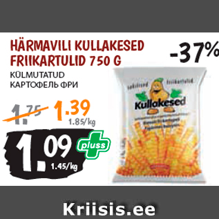 Allahindlus - HÄRMAVILI KULLAKESED FRIIKARTULID 750 G