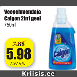 Allahindlus - Veepehmendaja Calgon 2in1 geel, 750 ml