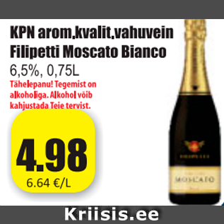 Allahindlus - KPN arom.kvalit.vahuvein Filipetti Moscato Bianco