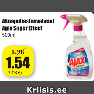 Allahindlus - Aknapuhastusvahend Ajax Super Effect 500 ml