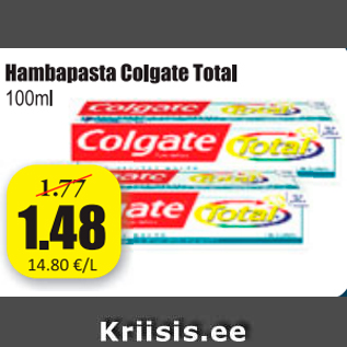 Allahindlus - Hambapasta Colgate Total 100 ml