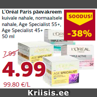 Allahindlus - L’Oréal Paris päevakreem