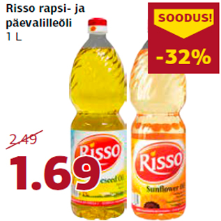 Allahindlus - Risso rapsi- ja päevalilleõli 1 L