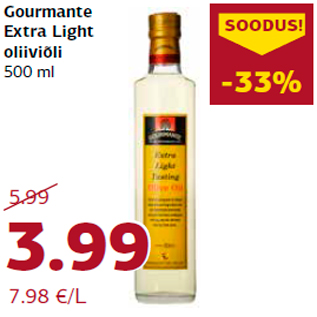 Allahindlus - Gourmante Extra Light oliiviõli 500 ml