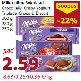 Allahindlus - Milka piimašokolaad