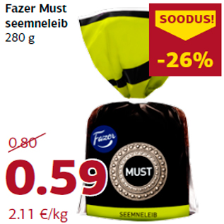 Allahindlus - Fazer Must seemneleib 280 g