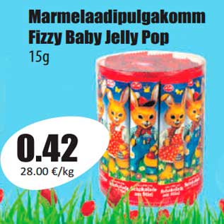 Allahindlus - Marmelaadipulgakomm Fizzy Baby Jelly Pop 15g