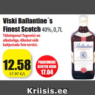 Allahindlus - Viski Ballantine´s Finest Scotch