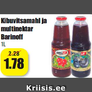 Allahindlus - Kibuvitsamahl ja multinektar Barinoff 1L