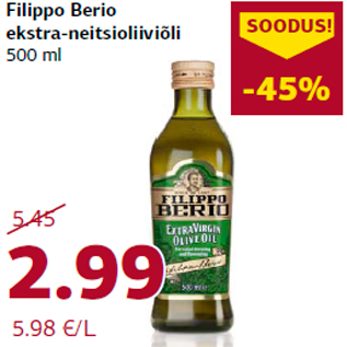 Allahindlus - Filippo Berio ekstra-neitsioliiviõli 500 ml