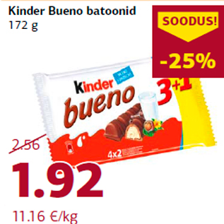 Allahindlus - Kinder Bueno batoonid 172 g