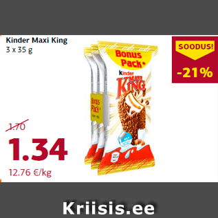 Allahindlus - Kinder Maxi King