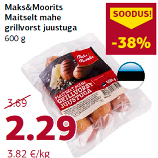 Allahindlus - Maks&Moorits Maitselt mahe grillvorst juustuga 600 g