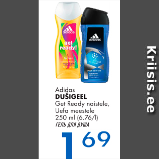 Allahindlus - Adidas DUŠIGEEL Get Ready naistele, Uefa meestele, 250 ml