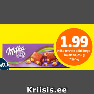 Allahindlus - Milka tervete pähklitega šokolaad, 250 g