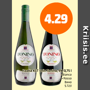 Allahindlus - Itaalia KGT vein Tonino, 9%, 0,75 l