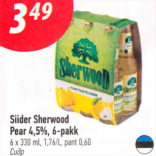 Allahindlus - Siider Sherwood Pear 4,5%, 6-pakk