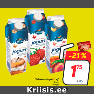 Allahindlus - Valio Alma jogurt, 1 kg* • 3 sorti