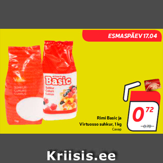 Allahindlus - Rimi Basic ja Virtuosso suhkur, 1 kg