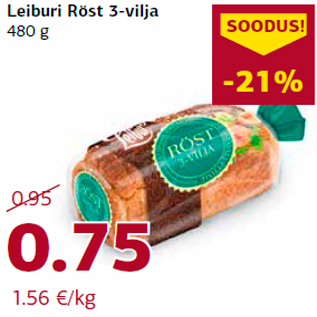 Allahindlus - Leiburi Röst 3-vilja 480 g